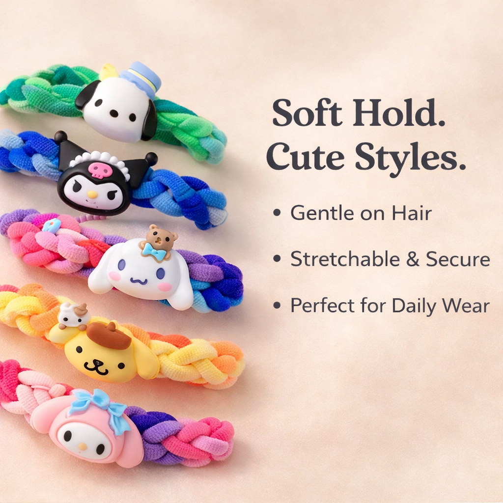 Cute cartoon hair bands on display