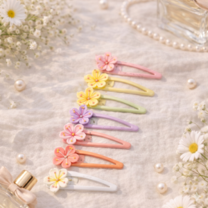 Pastel Flower Tic Tac Hair Clips Set for Women & Girls | Soft Color Snap Clips (Pack of 8)